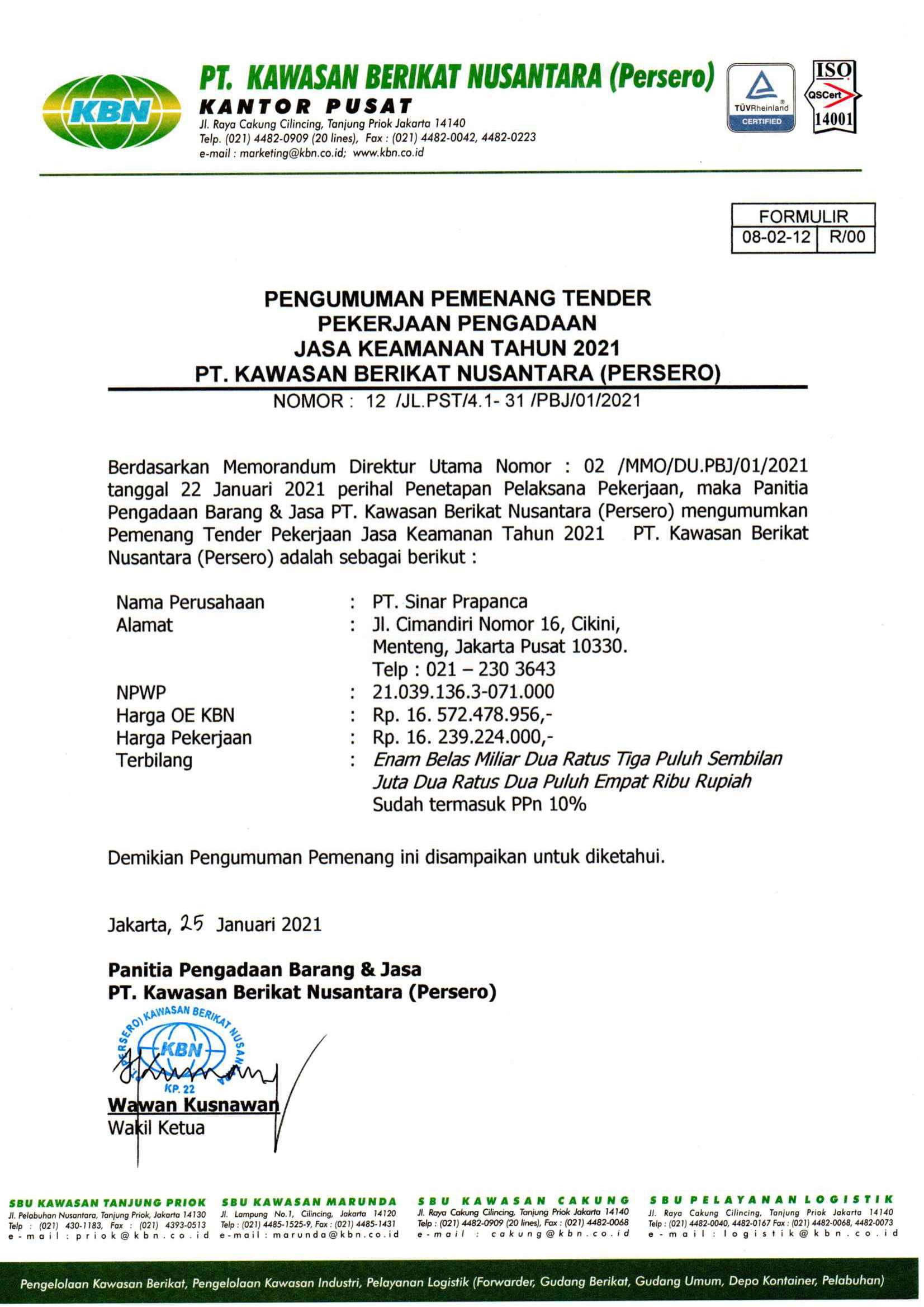 PT. Kawasan Berikat Nusantara KBN Salurkan Sembako untuk